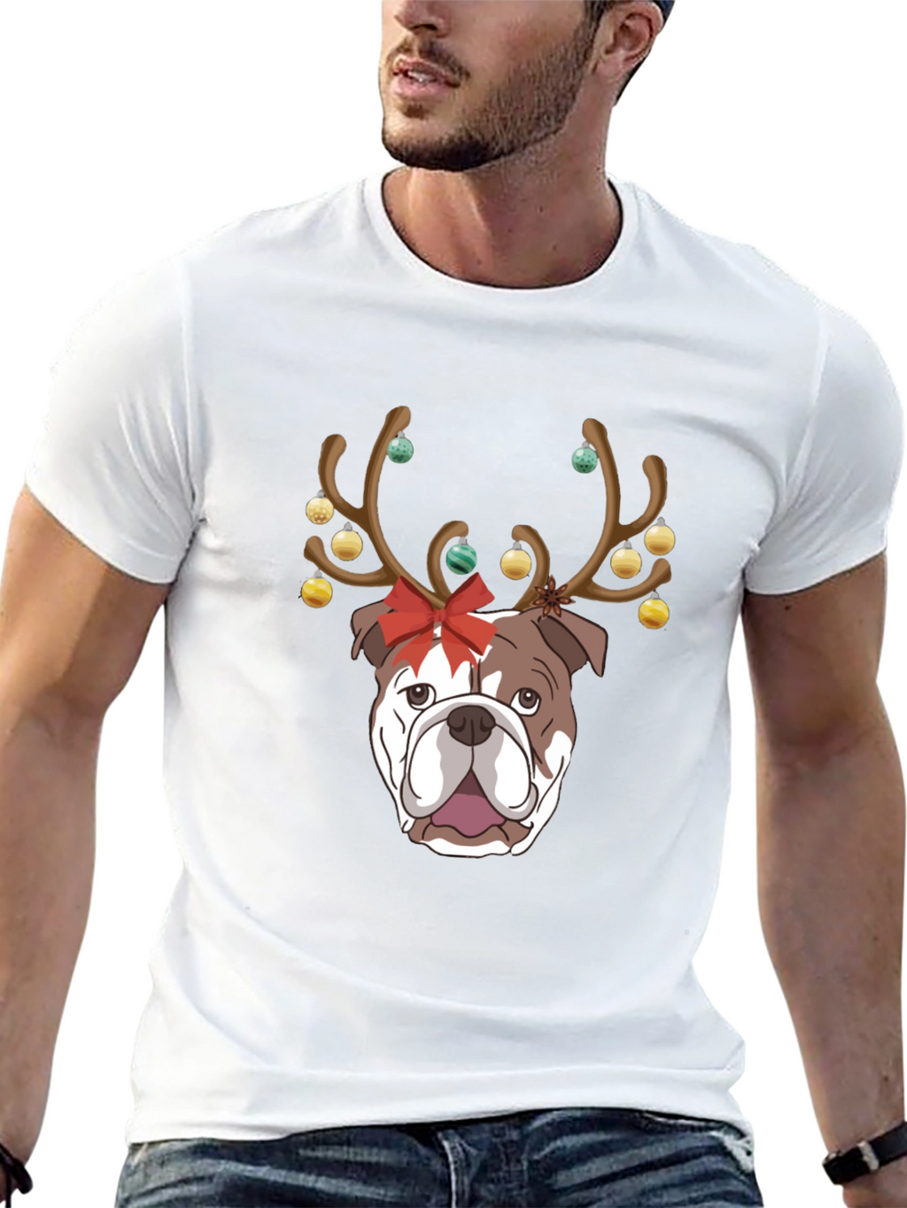 Festive Bulldog Christmas T-Shirt
