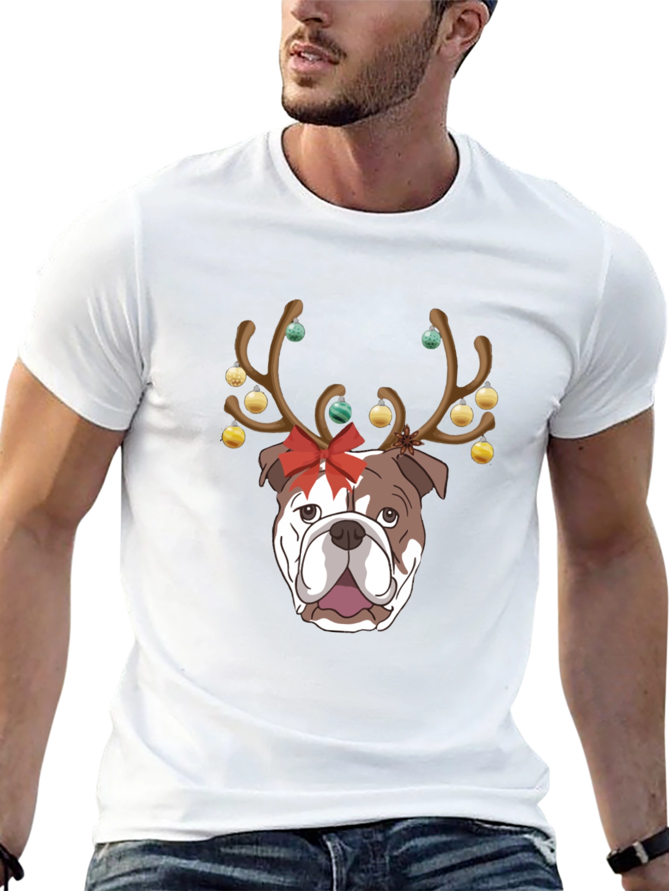 Festive Bulldog Christmas T-Shirt