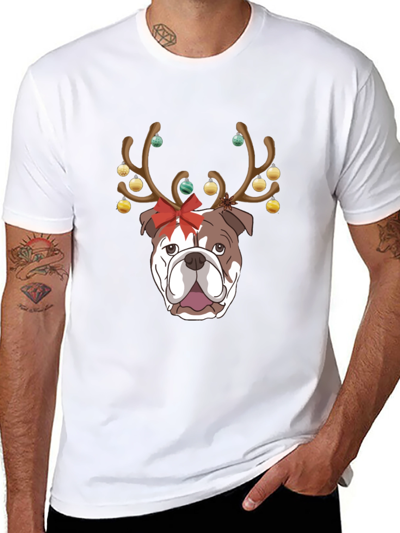 Festive Bulldog Christmas T-Shirt