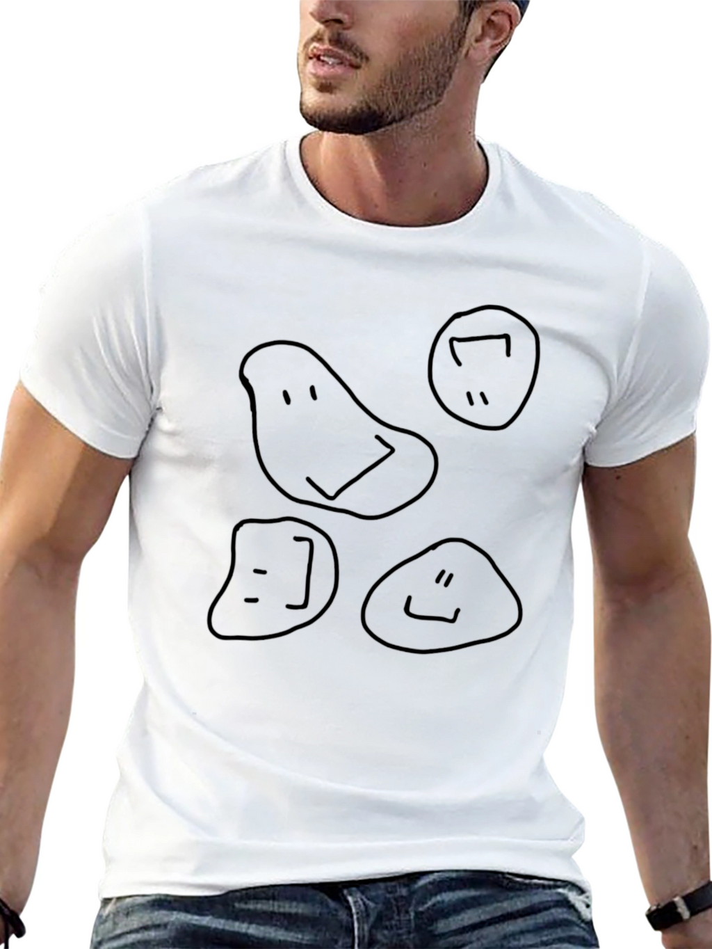 Funny Faces Graphic T-Shirt - Black Crew Neck Tee
