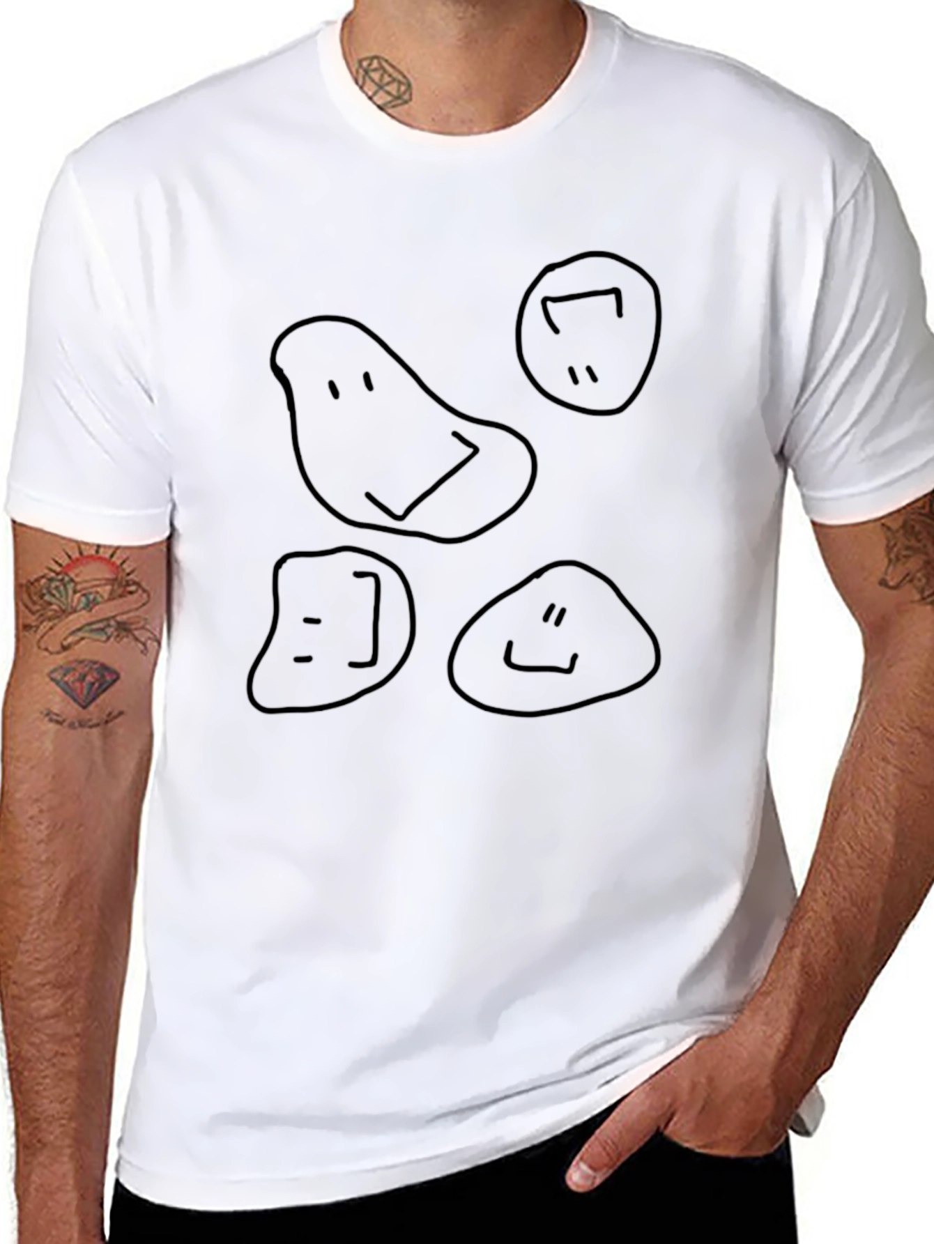 Funny Faces Graphic T-Shirt - Black Crew Neck Tee