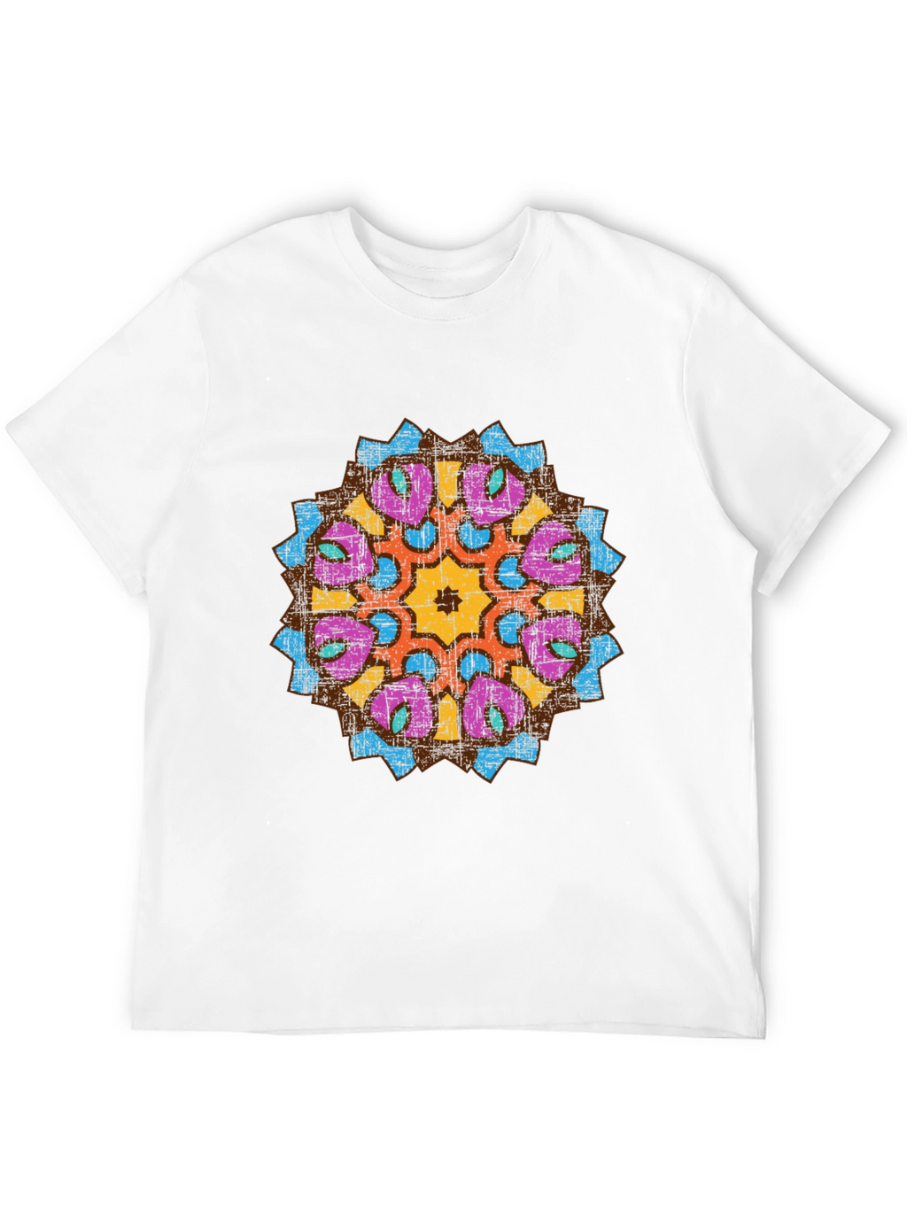 Mens Black Graphic Tee with Mandala Design