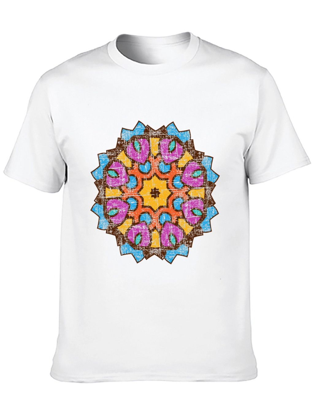 Mens Black Graphic Tee with Mandala Design