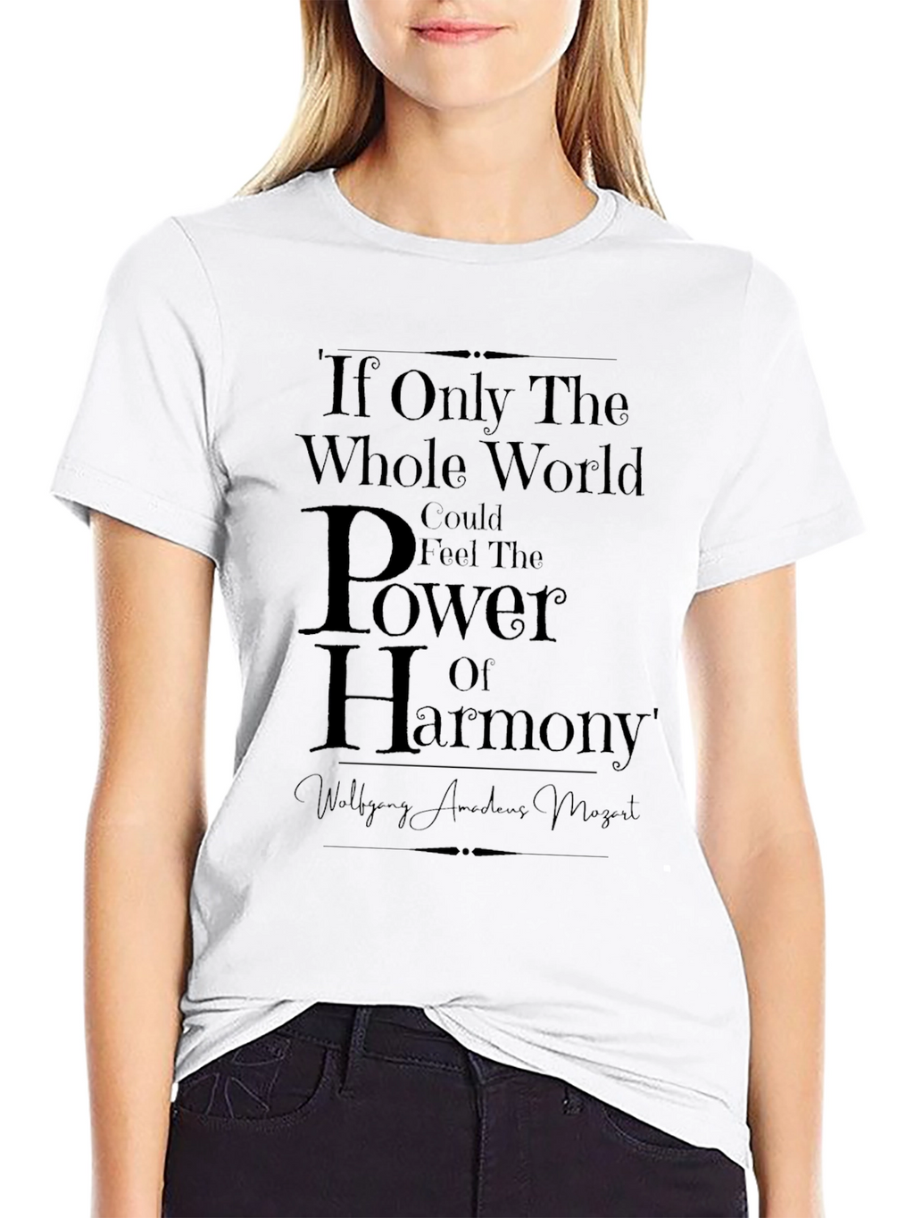 Harmony Mozart Quote Black T-Shirt