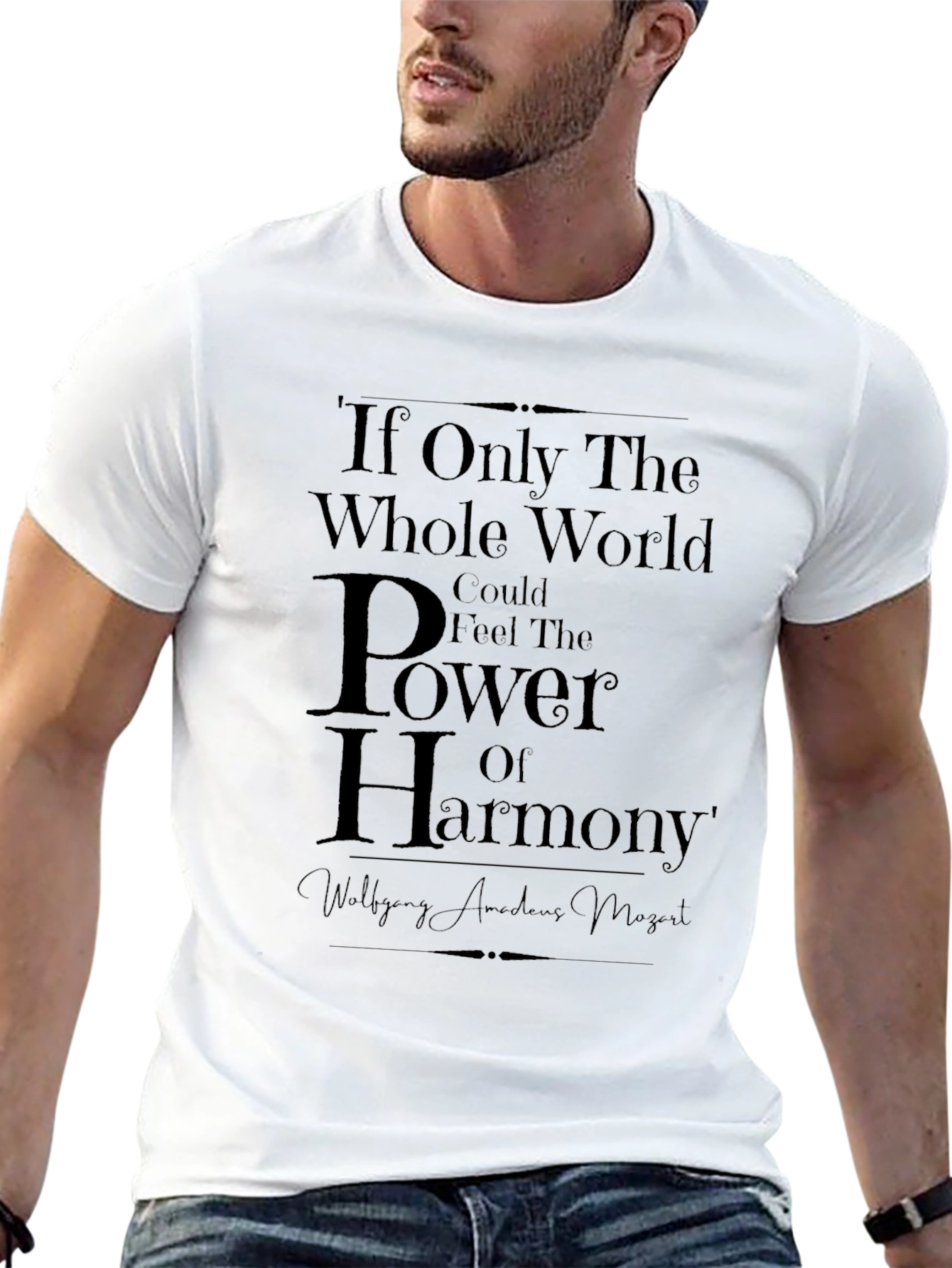 Harmony Mozart Quote Black T-Shirt