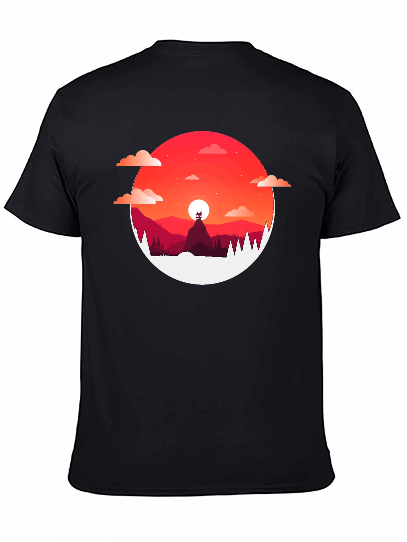 Sunset Mountain Graphic Tee - Stylish Mens T-Shirt