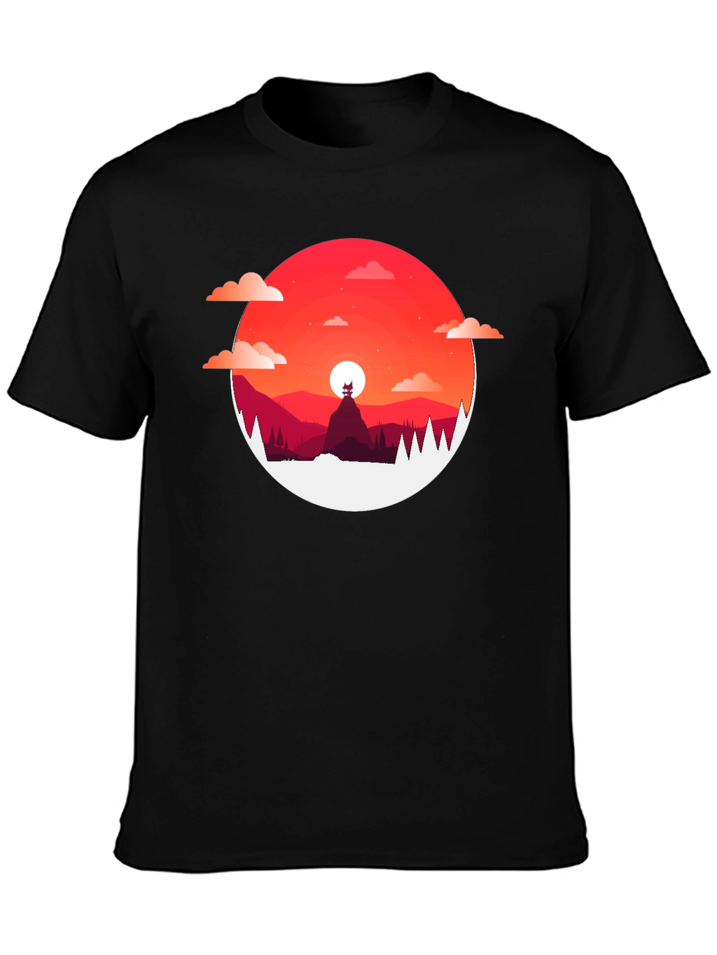 Sunset Mountain Graphic Tee - Stylish Mens T-Shirt