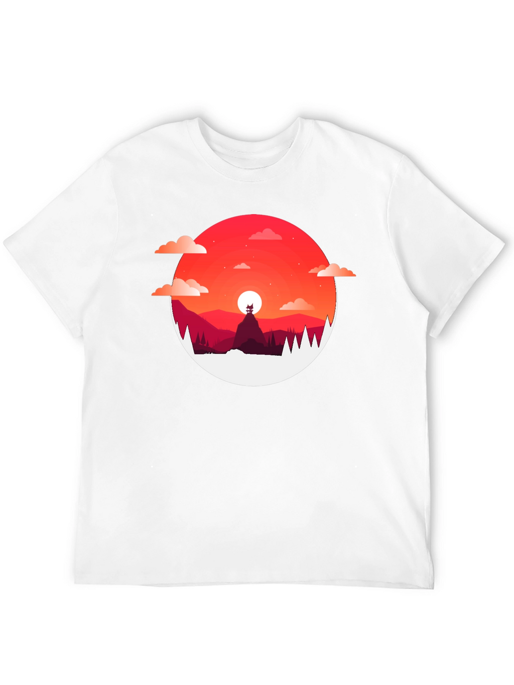 Sunset Mountain Graphic Tee - Stylish Mens T-Shirt