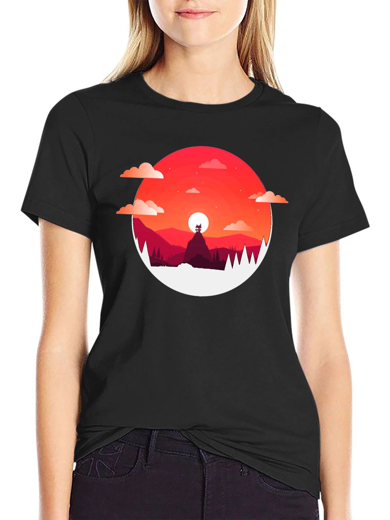 Sunset Mountain Graphic Tee - Stylish Mens T-Shirt