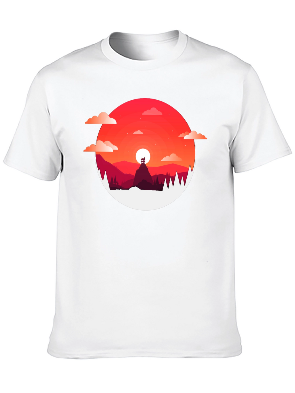Sunset Mountain Graphic Tee - Stylish Mens T-Shirt