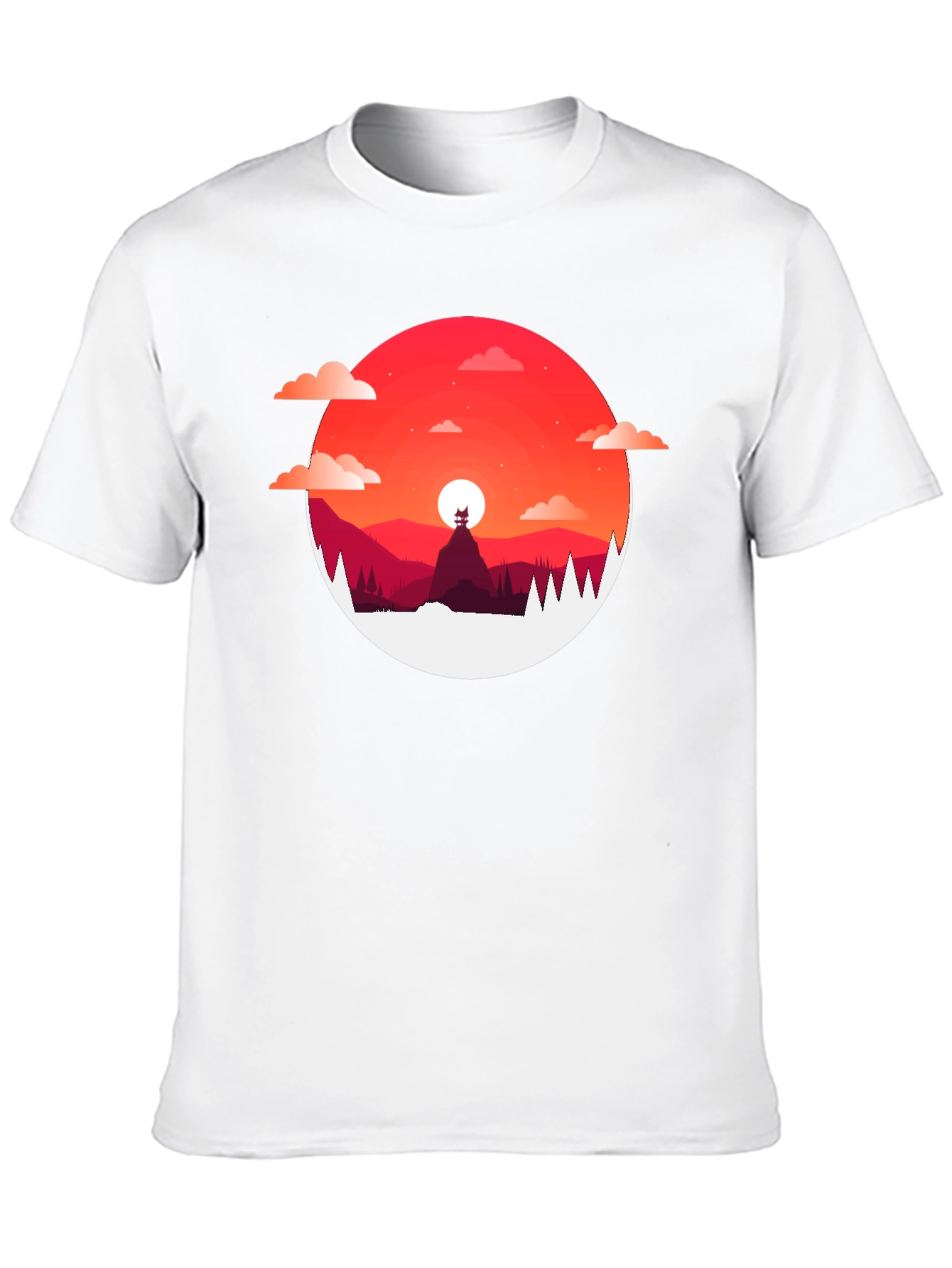 Sunset Mountain Graphic Tee - Stylish Mens T-Shirt