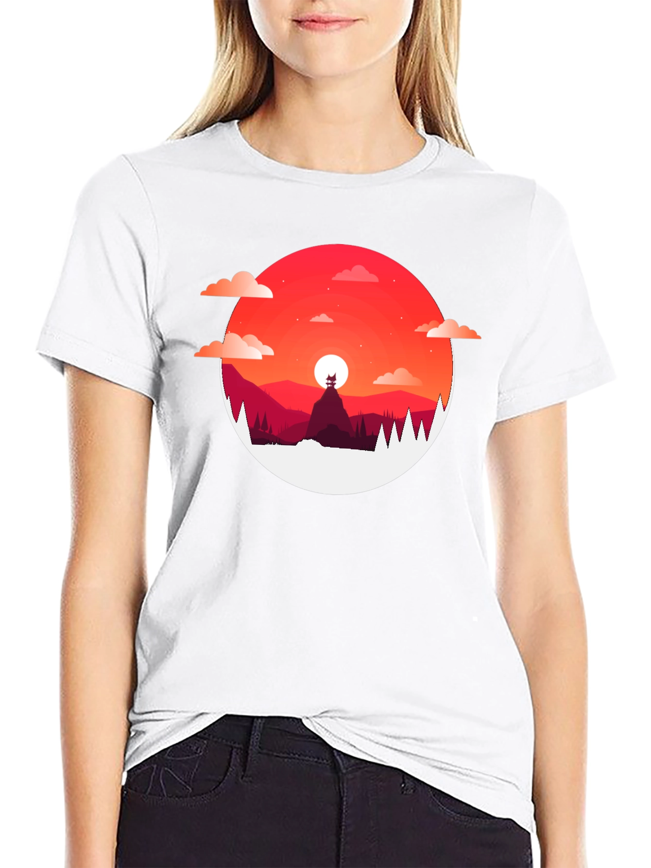 Sunset Mountain Graphic Tee - Stylish Mens T-Shirt