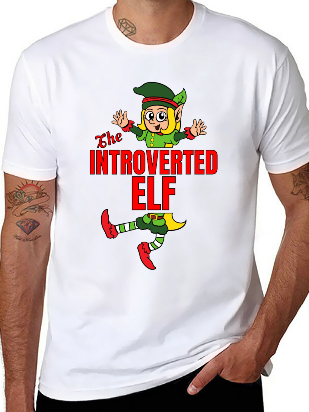 Introverted Elf T-Shirt Funny Holiday Gift