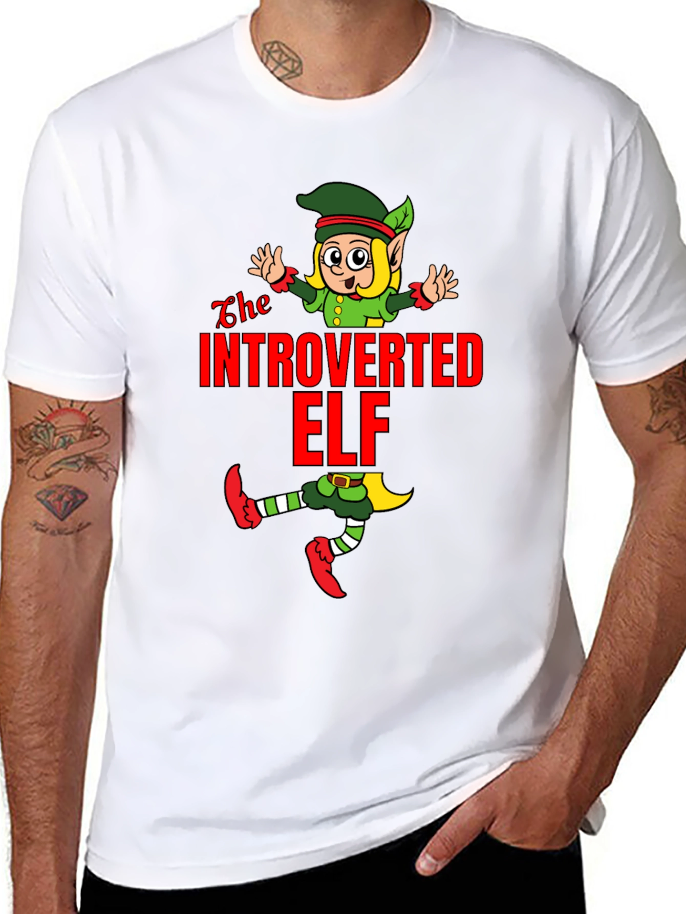 Introverted Elf T-Shirt Funny Holiday Gift