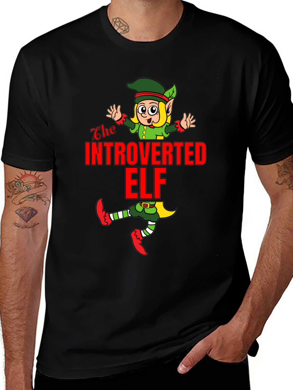 Introverted Elf T-Shirt Funny Holiday Gift