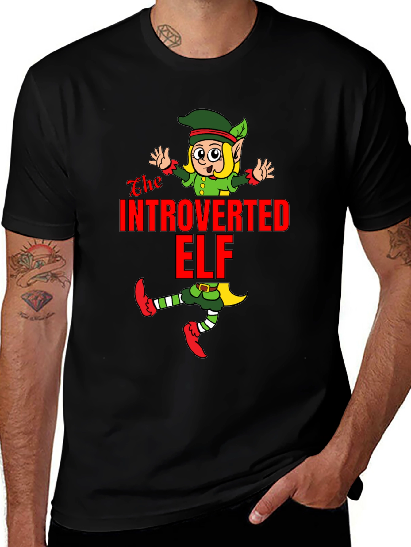 Introverted Elf T-Shirt Funny Holiday Gift