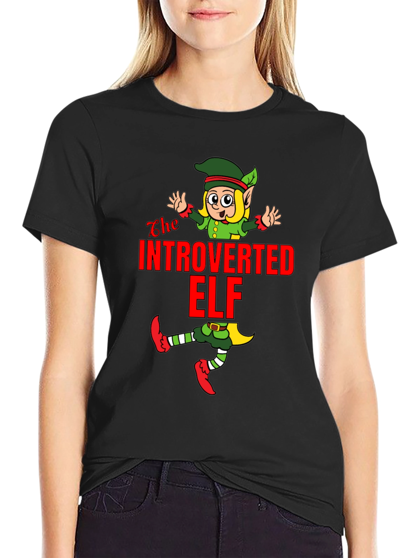 Introverted Elf T-Shirt Funny Holiday Gift
