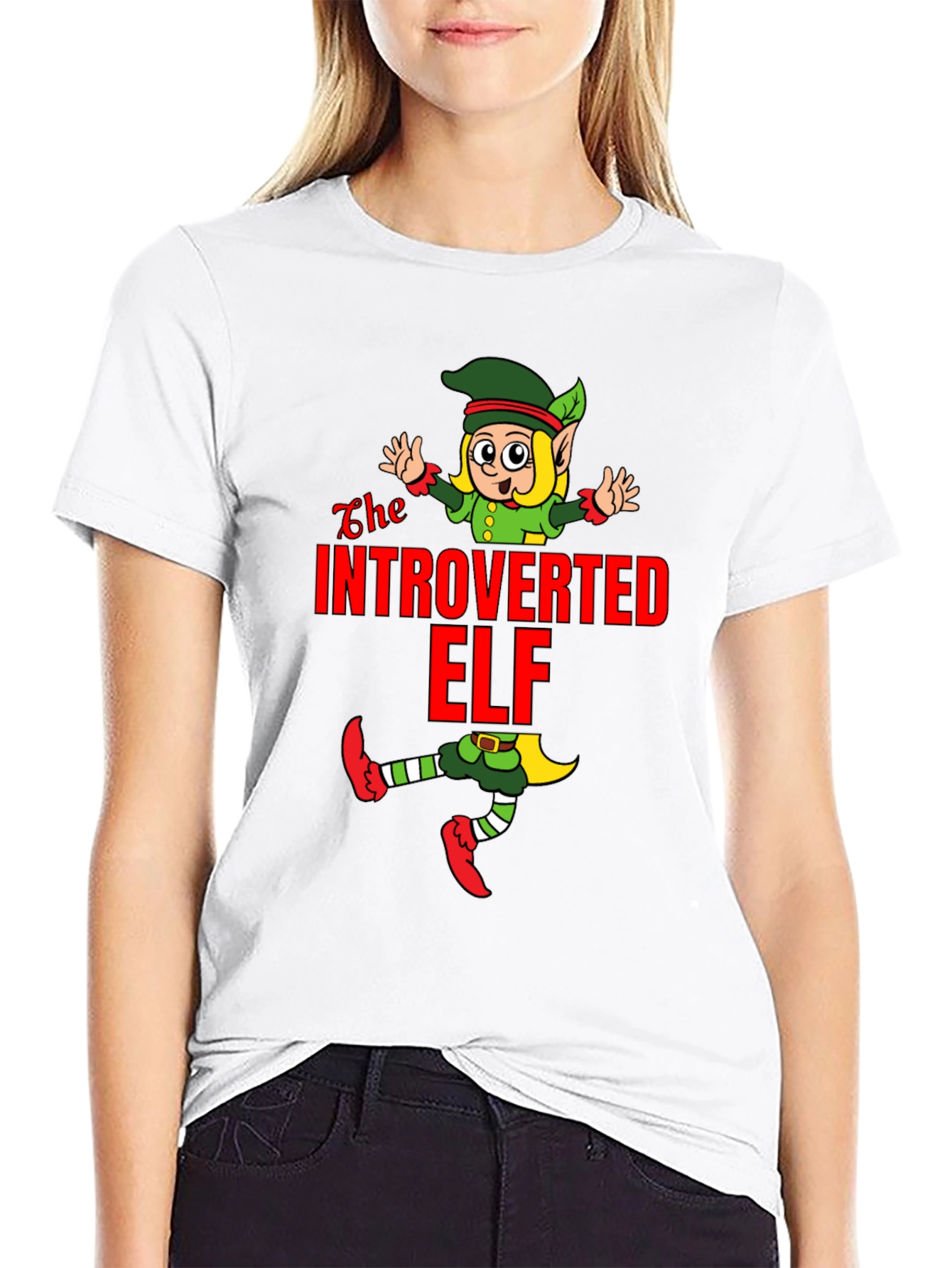 Introverted Elf T-Shirt Funny Holiday Gift