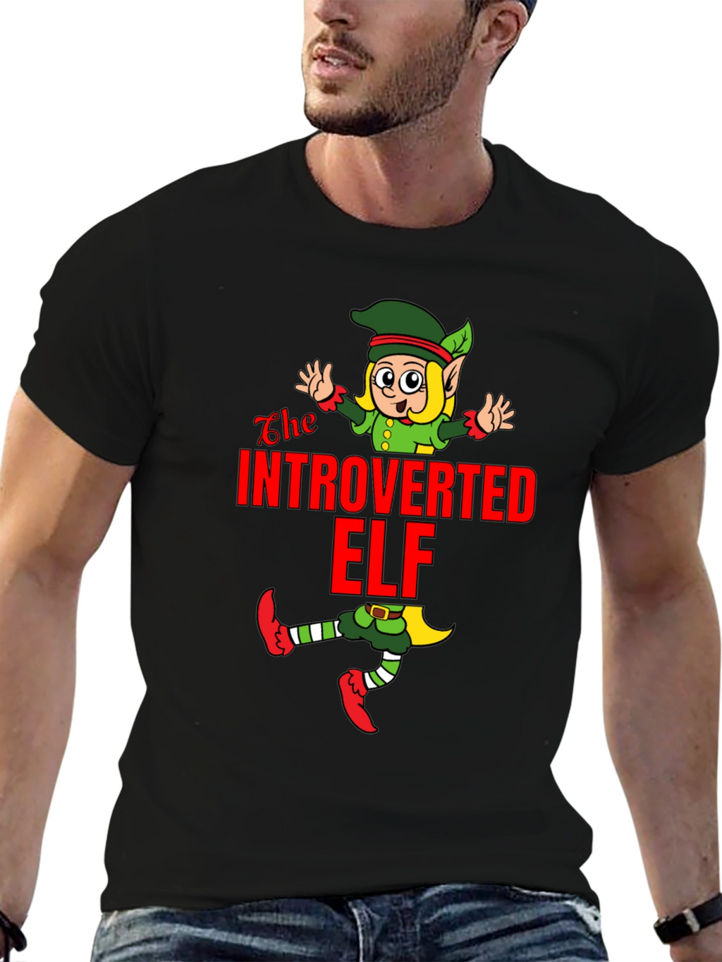 Introverted Elf T-Shirt Funny Holiday Gift