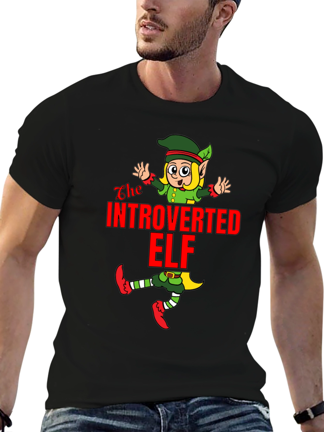 Introverted Elf T-Shirt Funny Holiday Gift