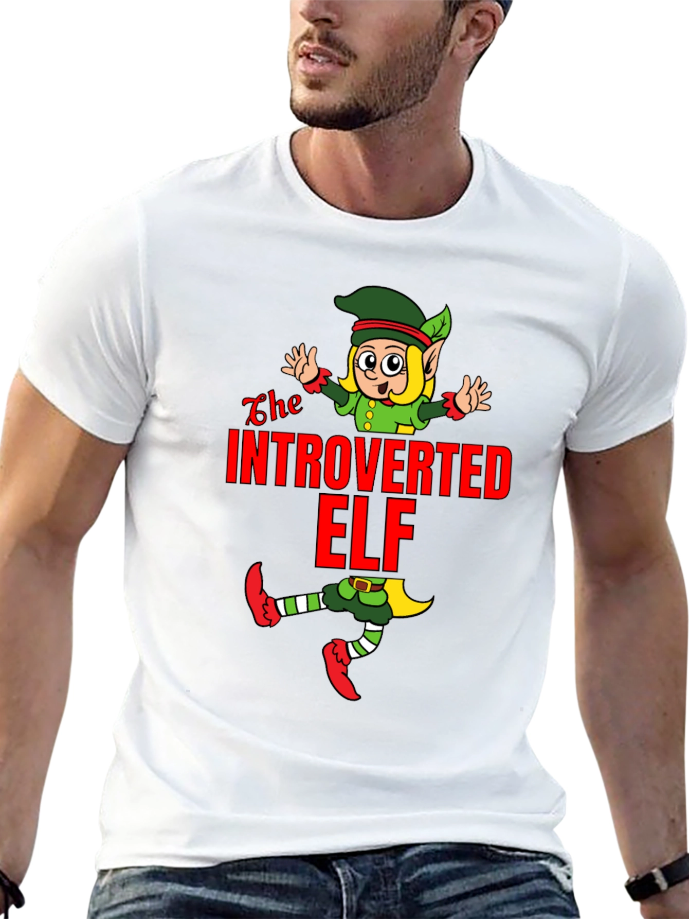 Introverted Elf T-Shirt Funny Holiday Gift