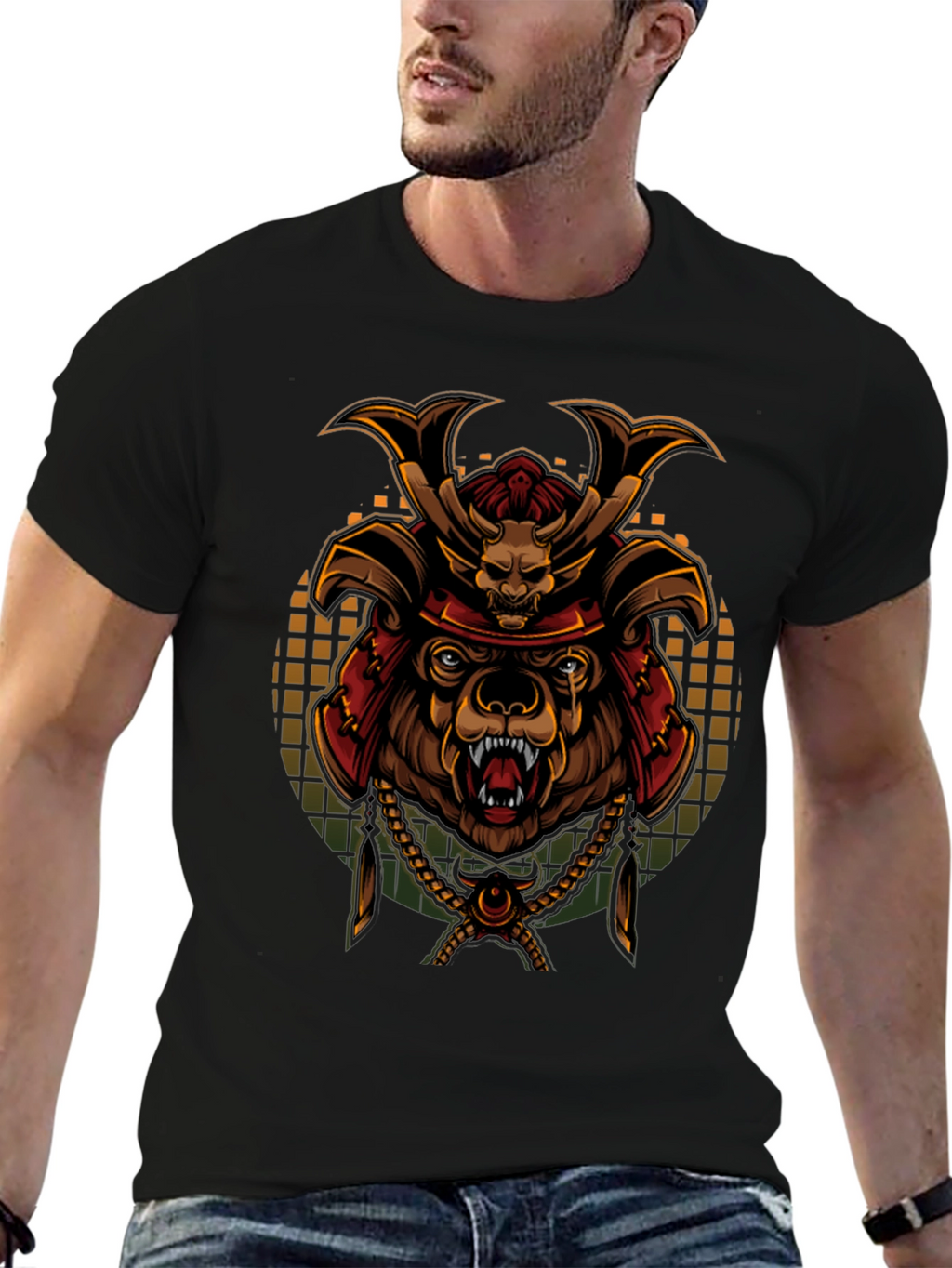 Samurai Bear Graphic Tee - Unique Art T-Shirt