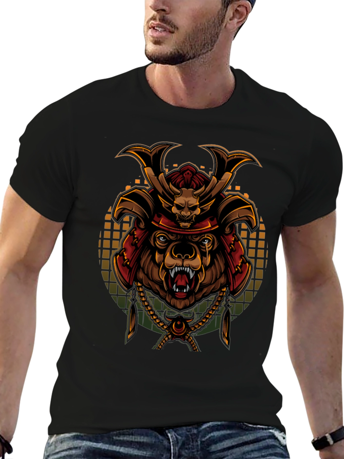 Samurai Bear Graphic Tee - Unique Art T-Shirt