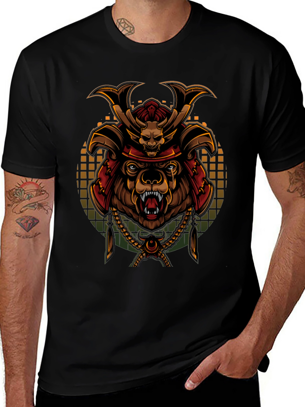 Samurai Bear Graphic Tee - Unique Art T-Shirt