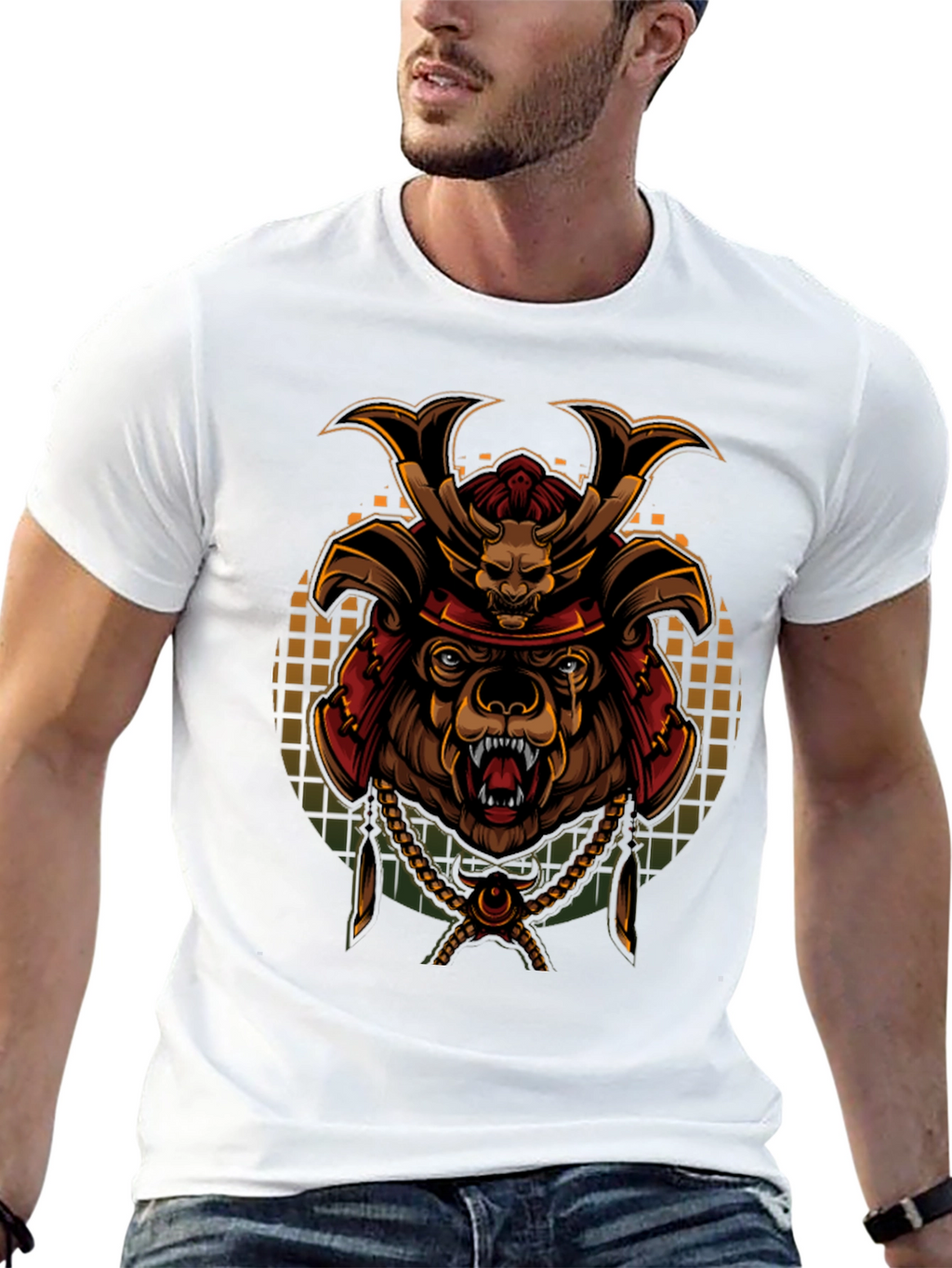 Samurai Bear Graphic Tee - Unique Art T-Shirt