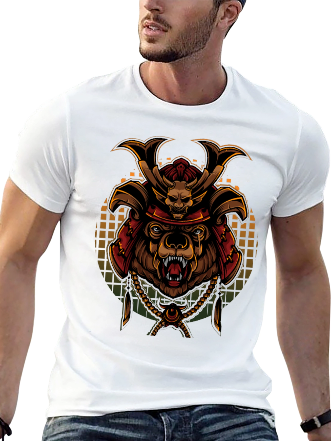 Samurai Bear Graphic Tee - Unique Art T-Shirt