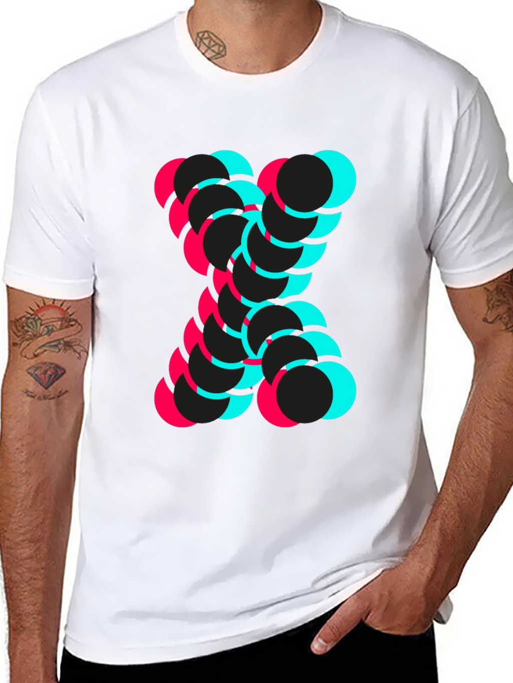 Abstract Circle Design Black T-Shirt