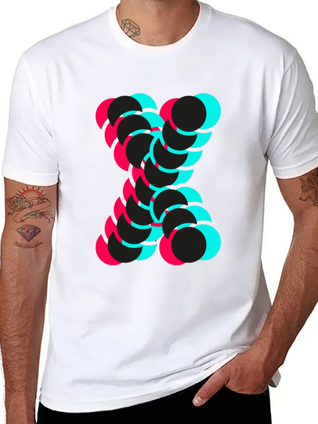 Abstract Circle Design Black T-Shirt