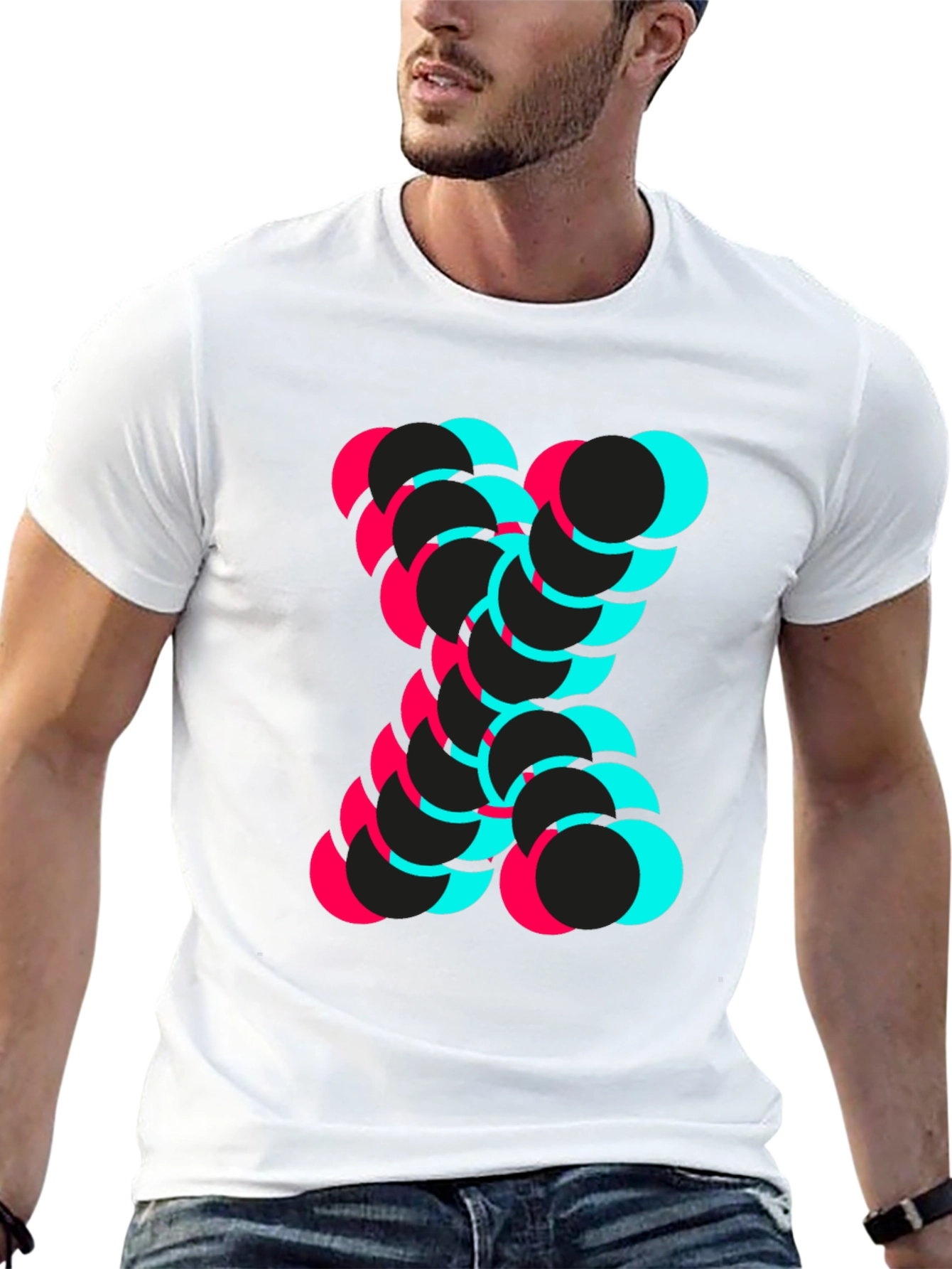 Abstract Circle Design Black T-Shirt