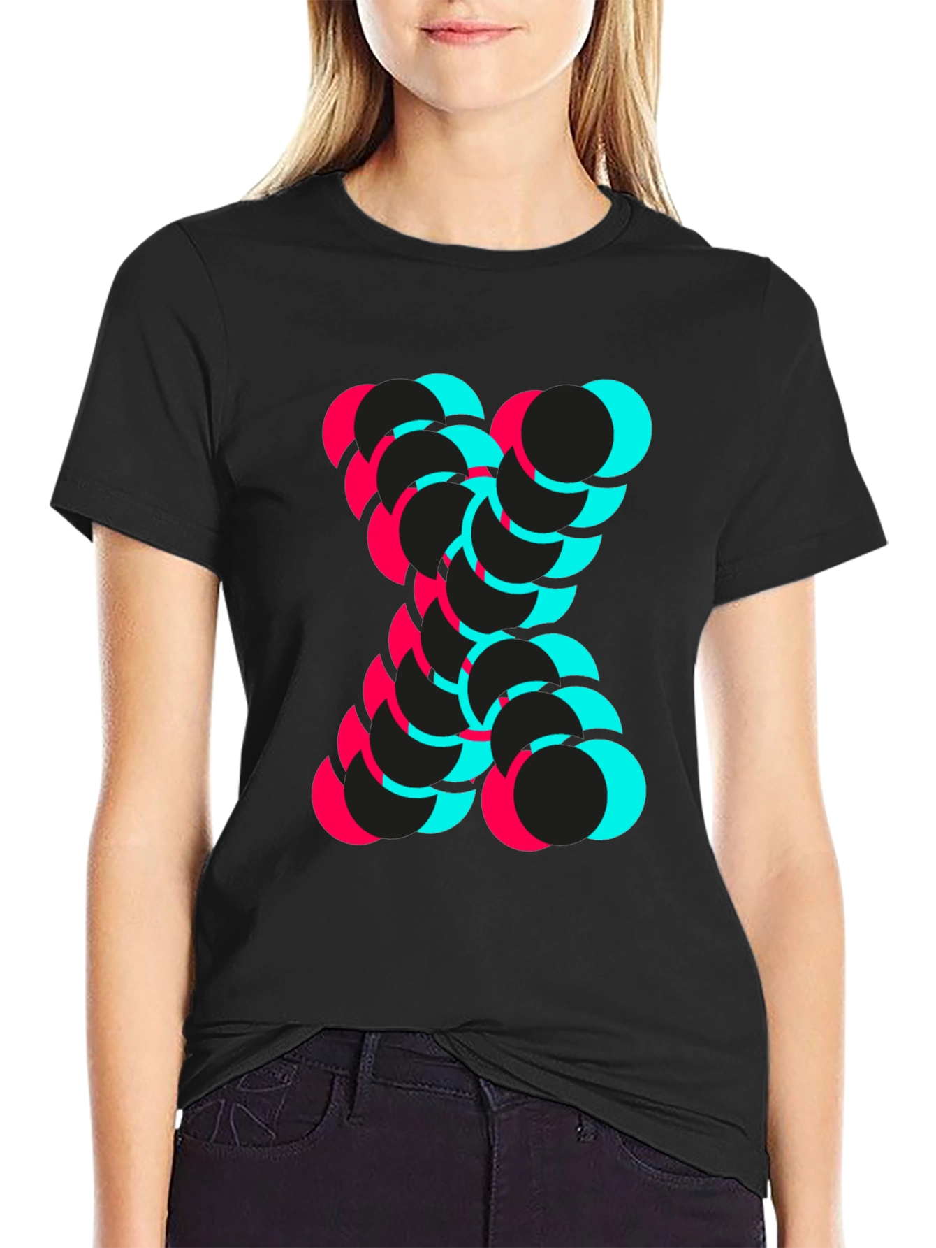 Abstract Circle Design Black T-Shirt