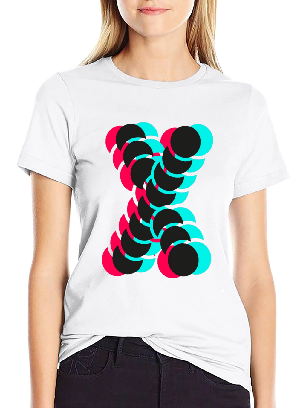 Abstract Circle Design Black T-Shirt