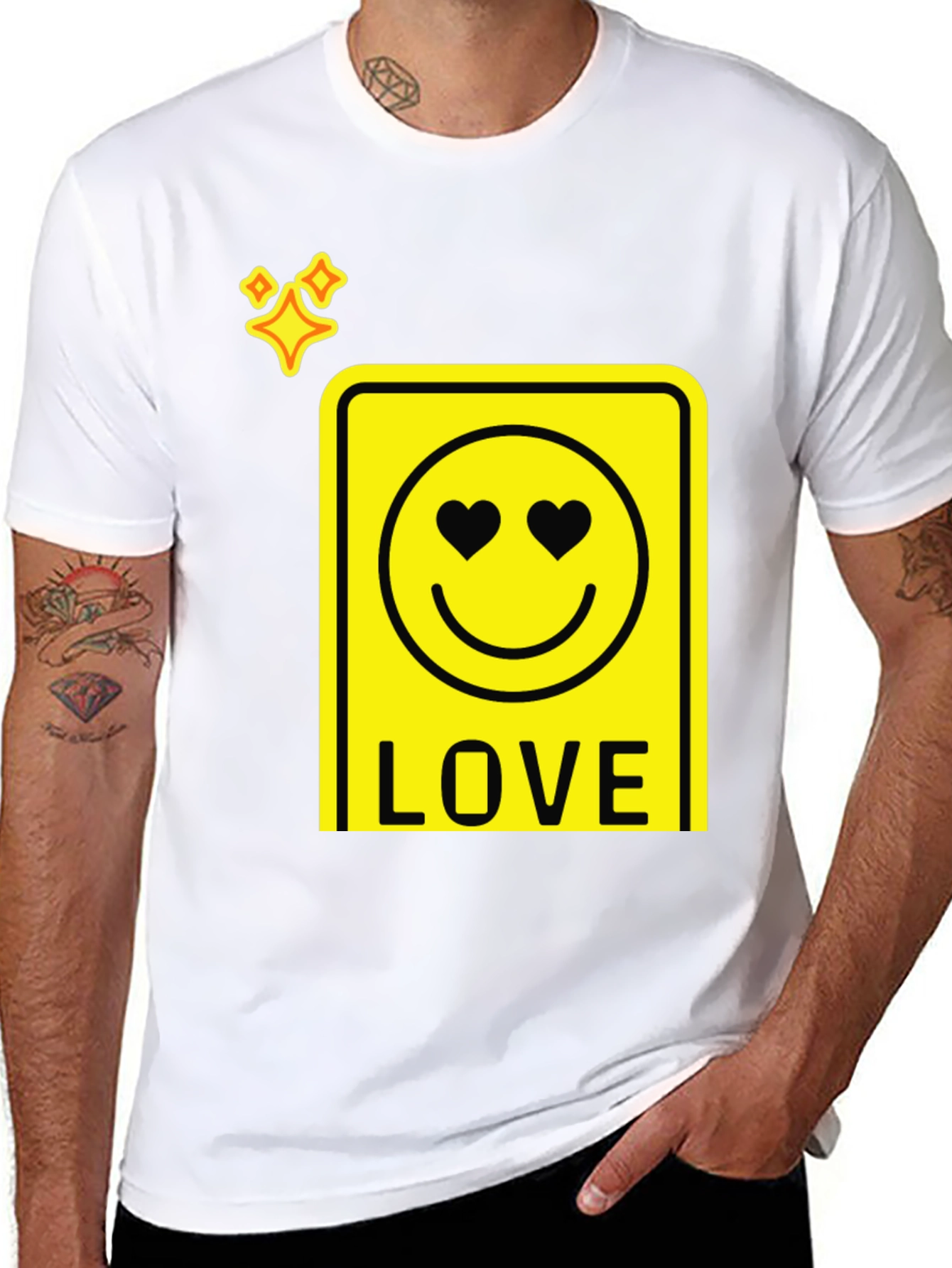 Love Smiley Face Graphic T-Shirt - Black