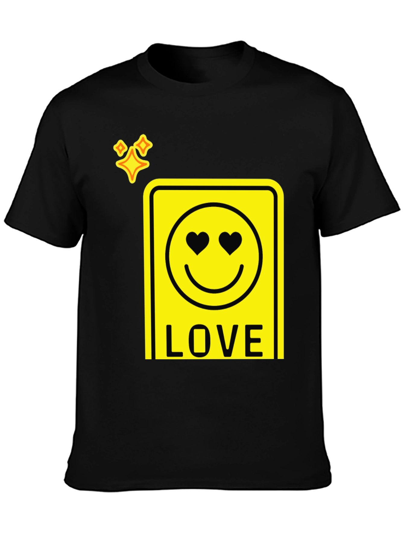 Love Smiley Face Graphic T-Shirt - Black