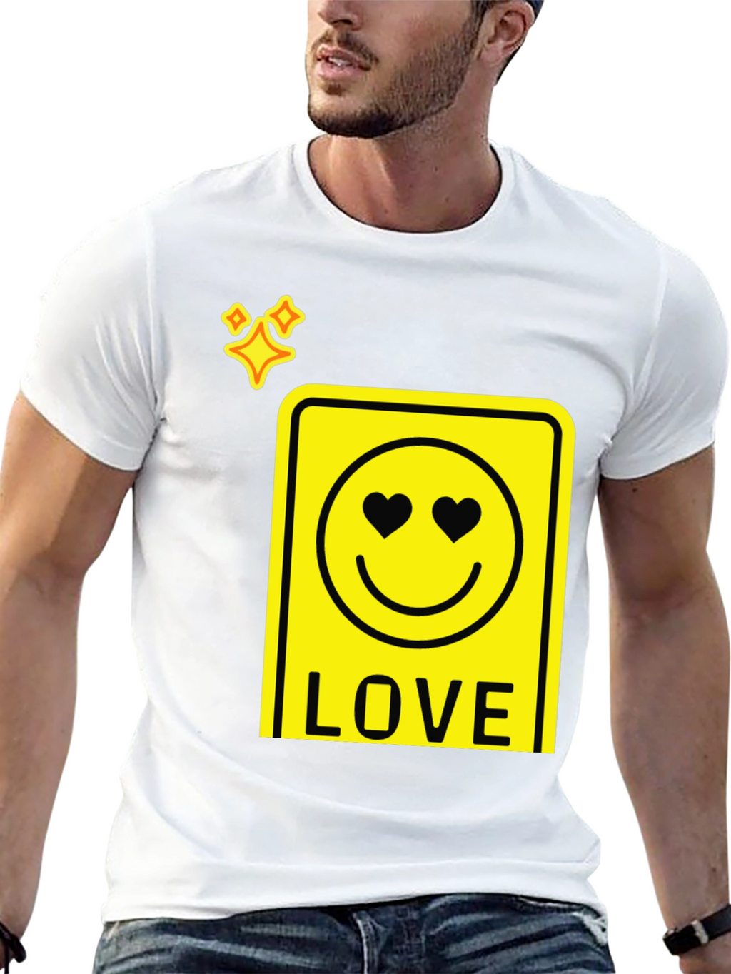Love Smiley Face Graphic T-Shirt - Black