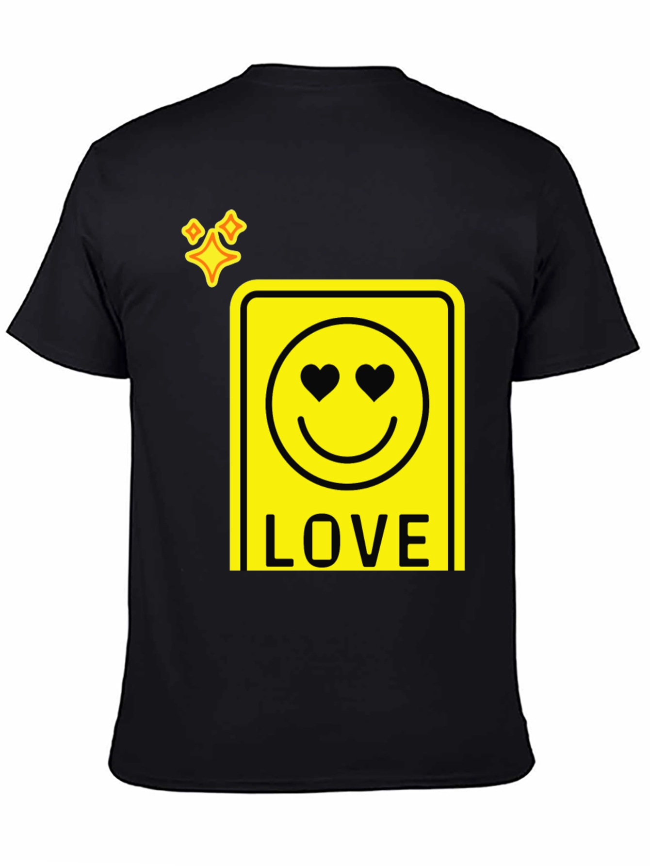 Love Smiley Face Graphic T-Shirt - Black