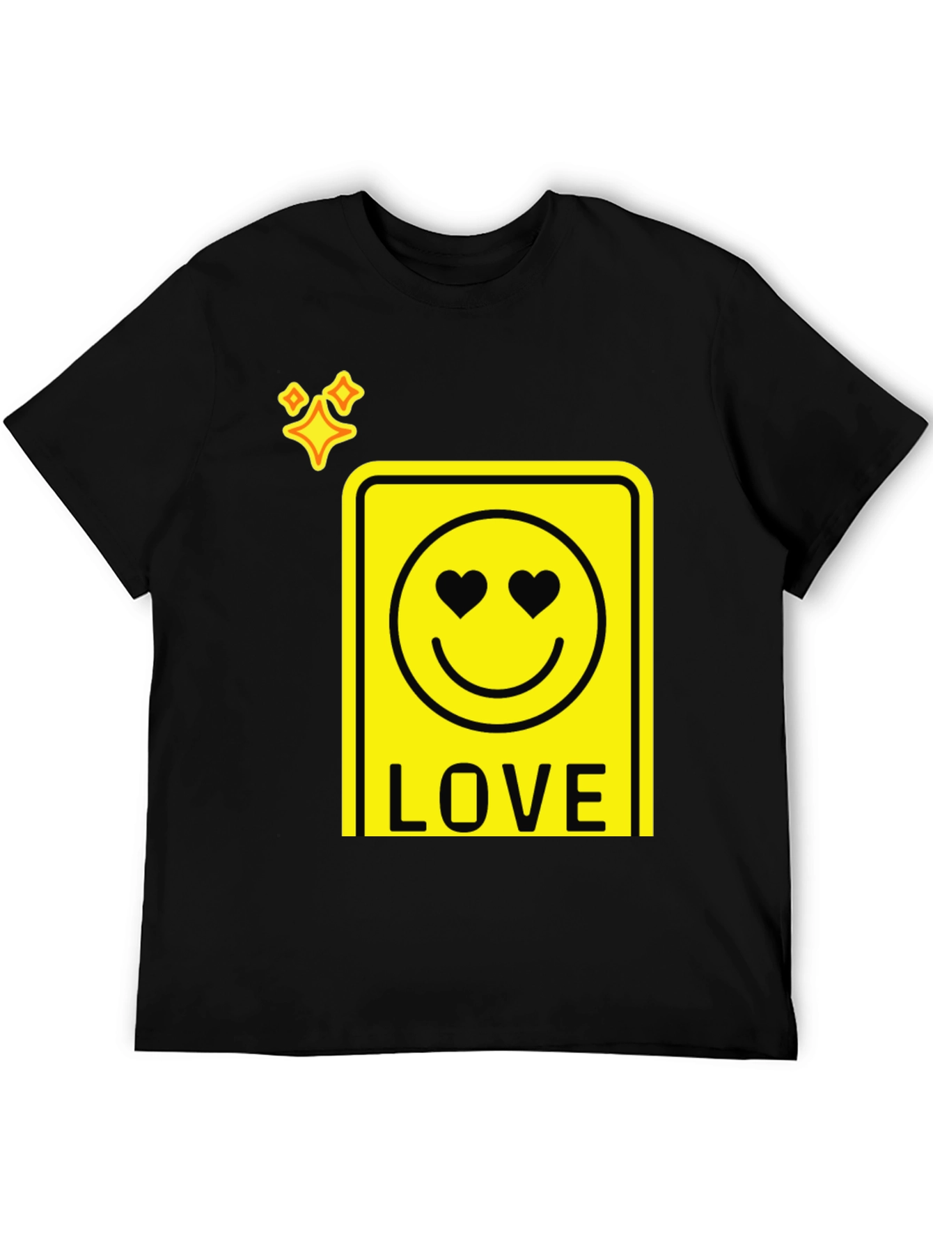 Love Smiley Face Graphic T-Shirt - Black