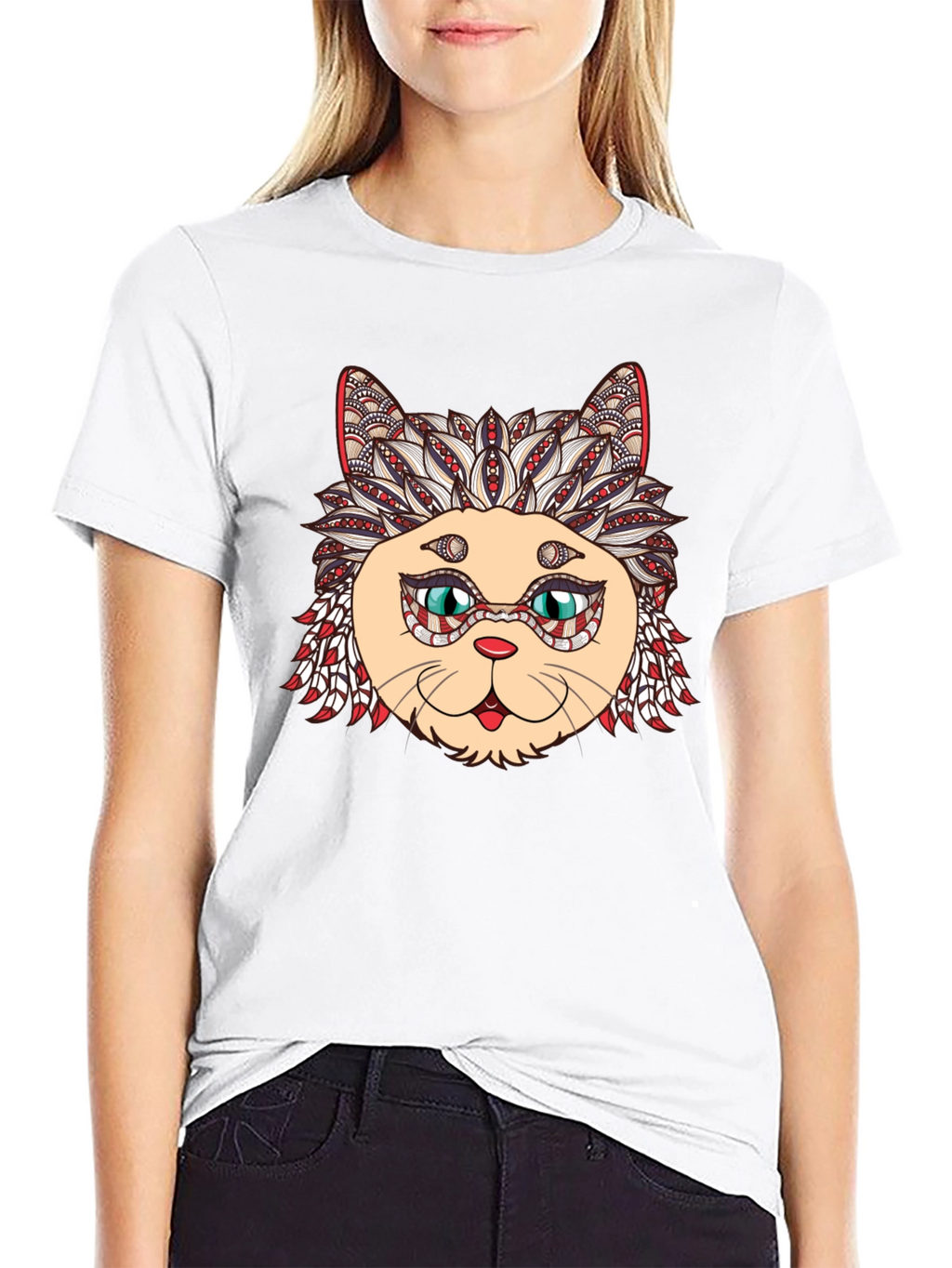 Black Cat Mandala Graphic Tee
