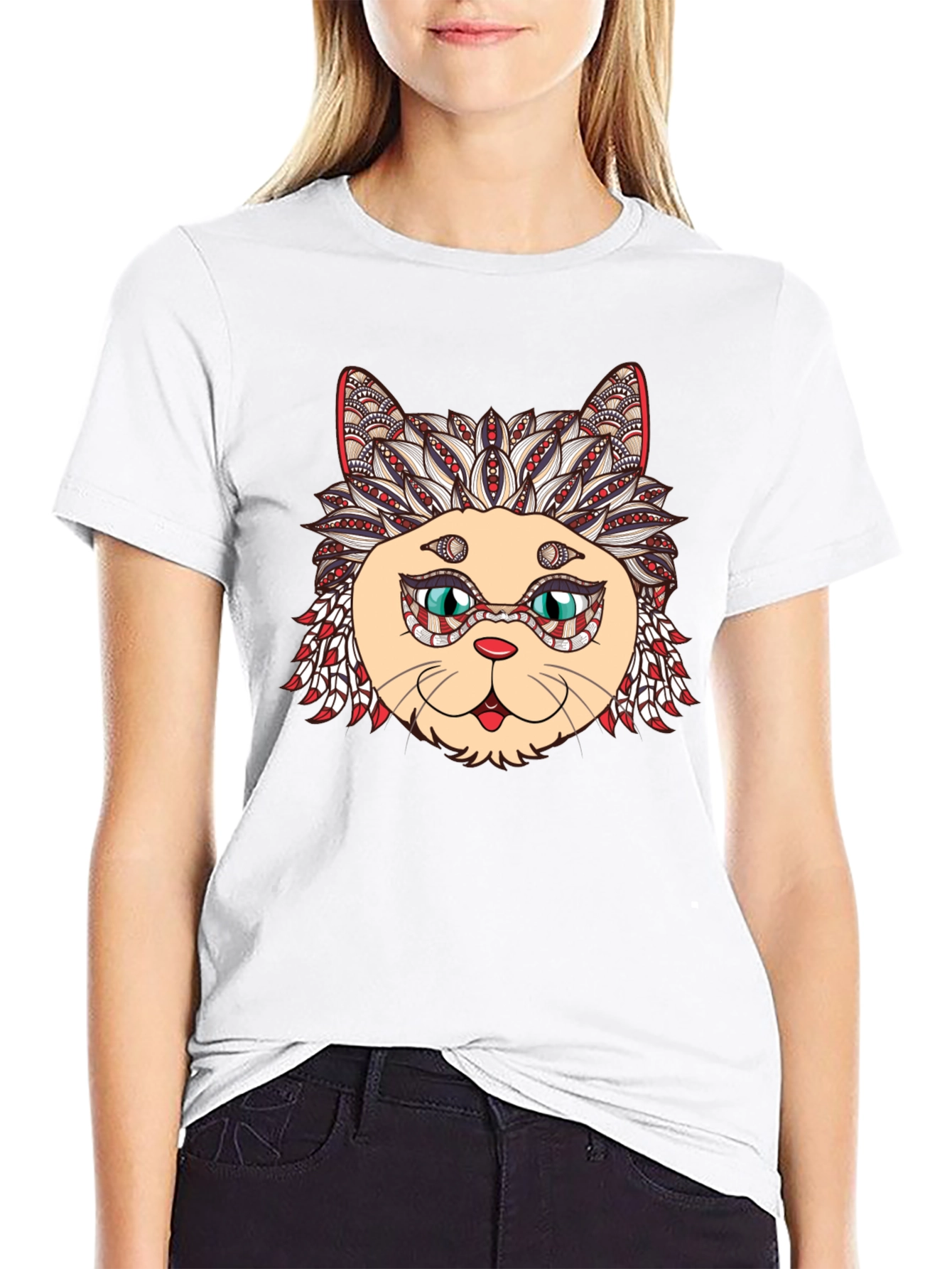 Black Cat Mandala Graphic Tee