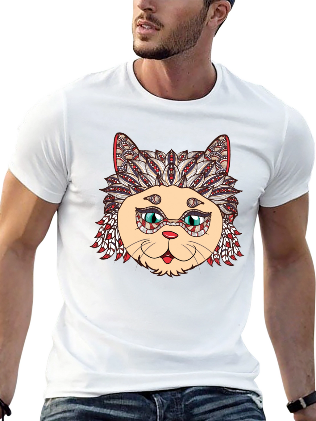 Black Cat Mandala Graphic Tee