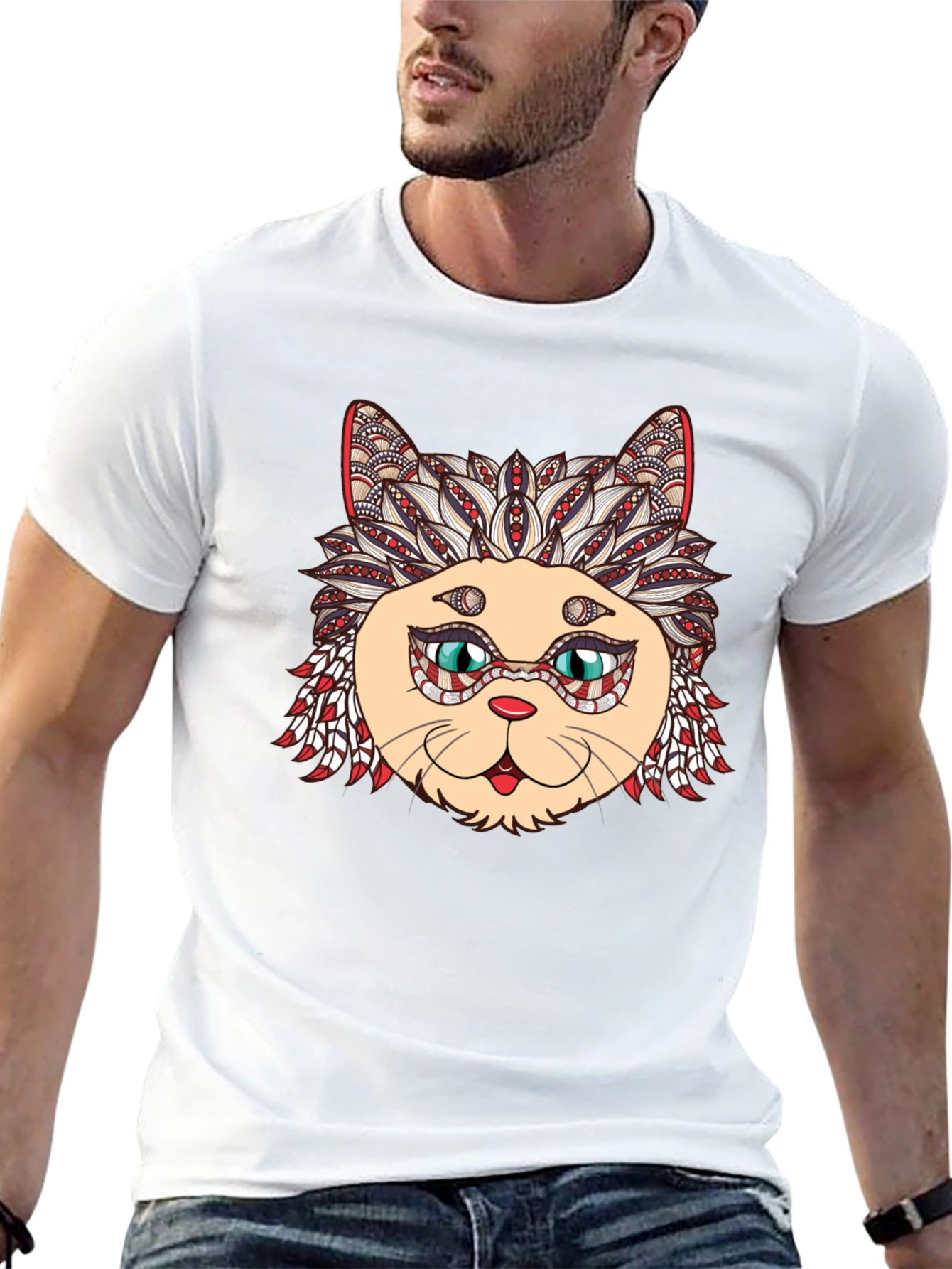Black Cat Mandala Graphic Tee