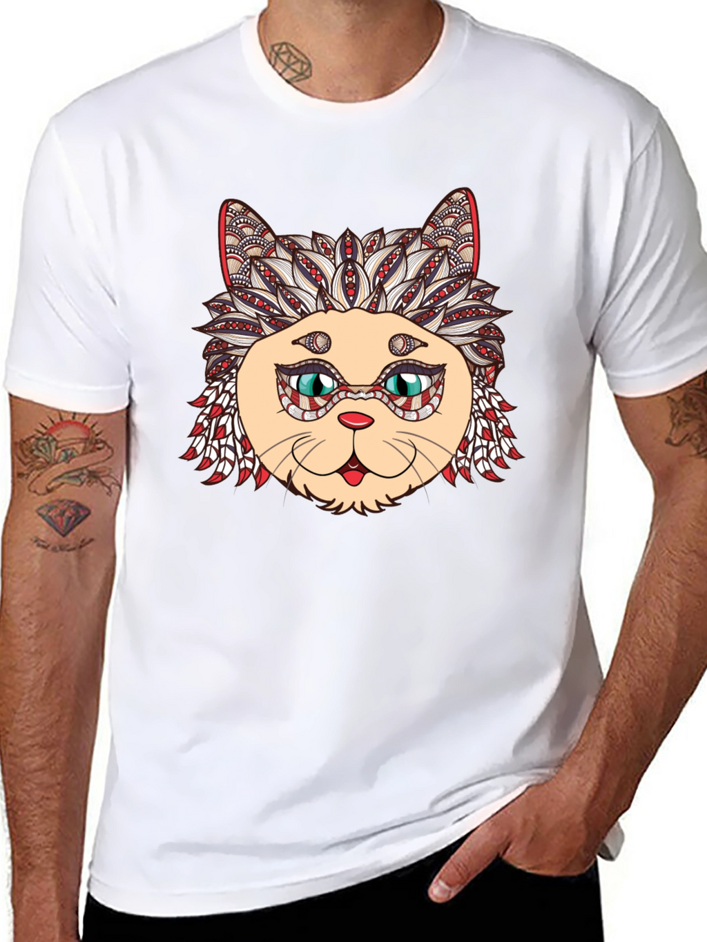 Black Cat Mandala Graphic Tee