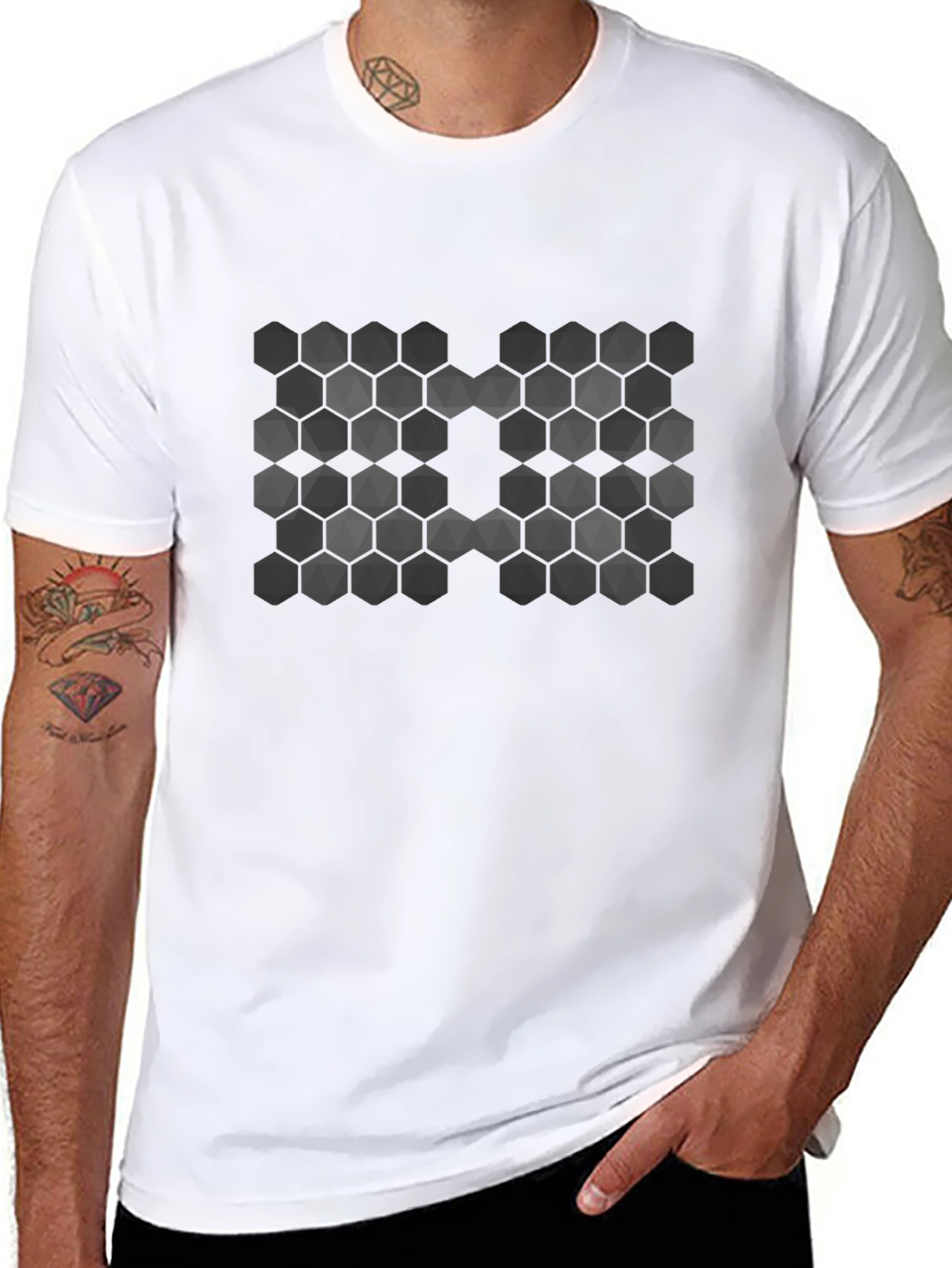 Geometric Hexagon Pattern T-Shirt