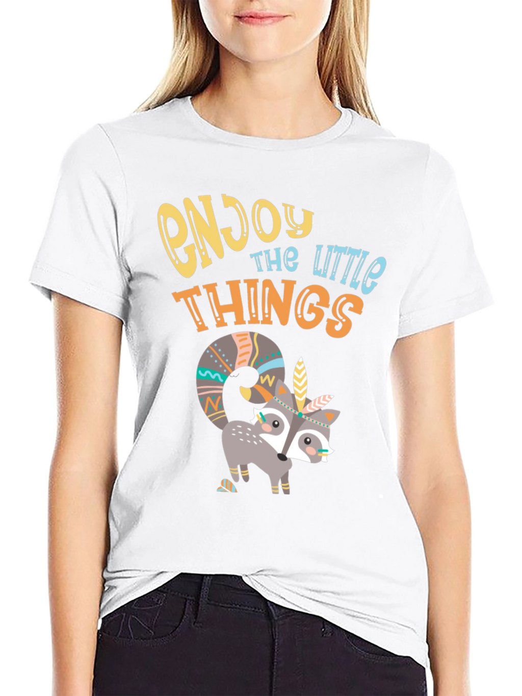 Enjoy the Little Things T-Shirt - Cute Raccoon Design