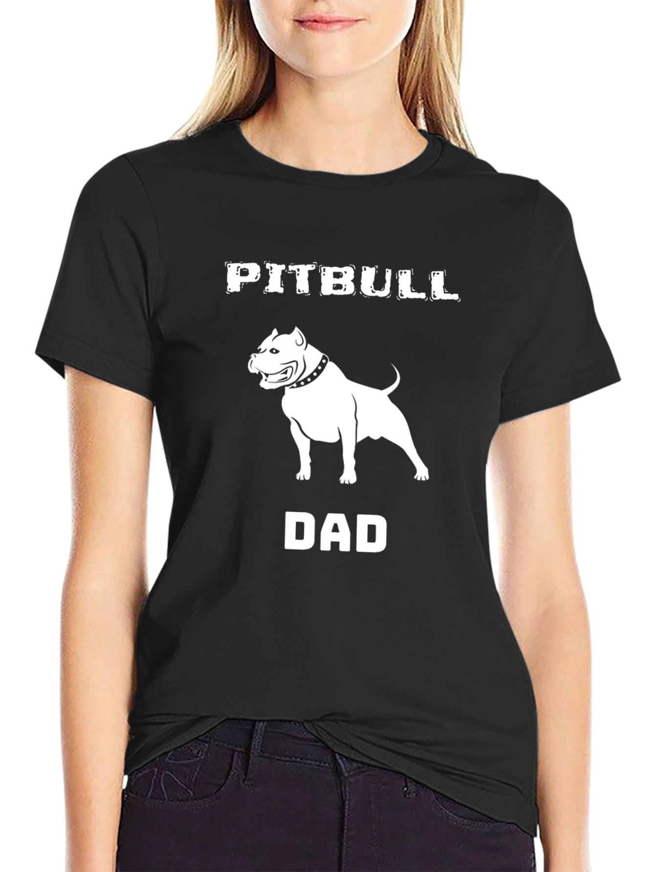 Pitbull Dad Graphic Tee - Black Cotton Blend