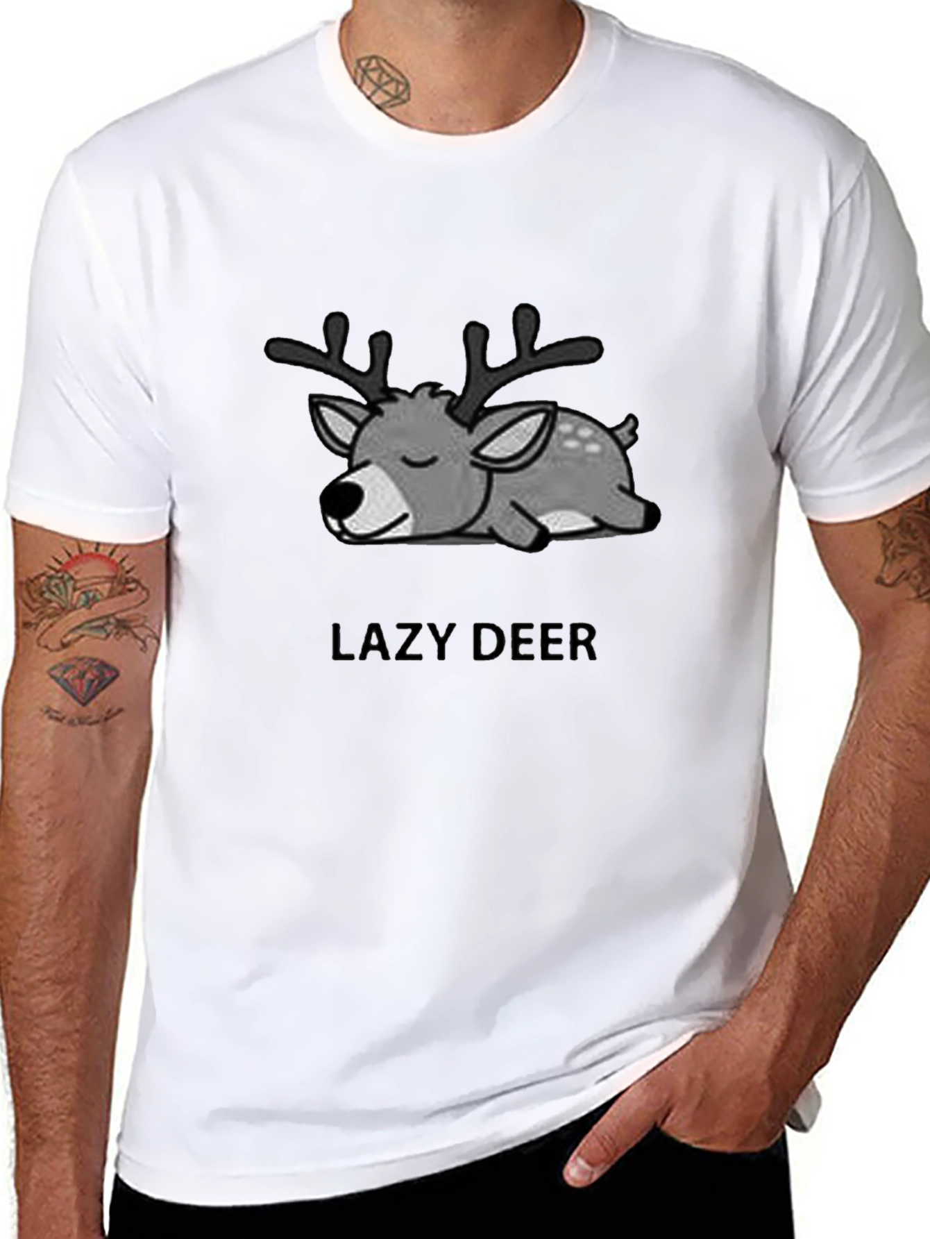Lazy Deer Graphic Tee - Unisex Cotton T-Shirt