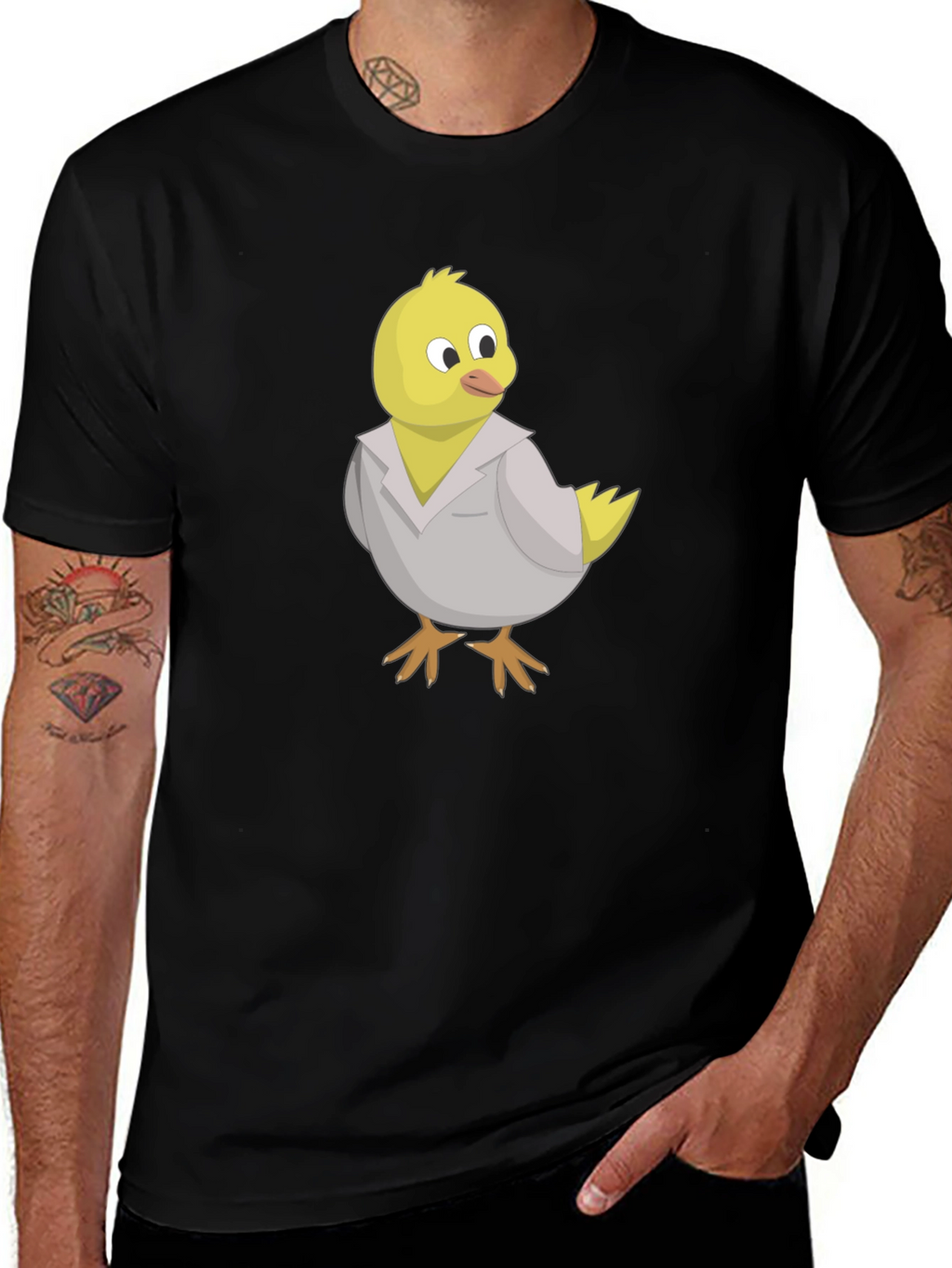Funny Chicken in Lab Coat Graphic T-Shirt